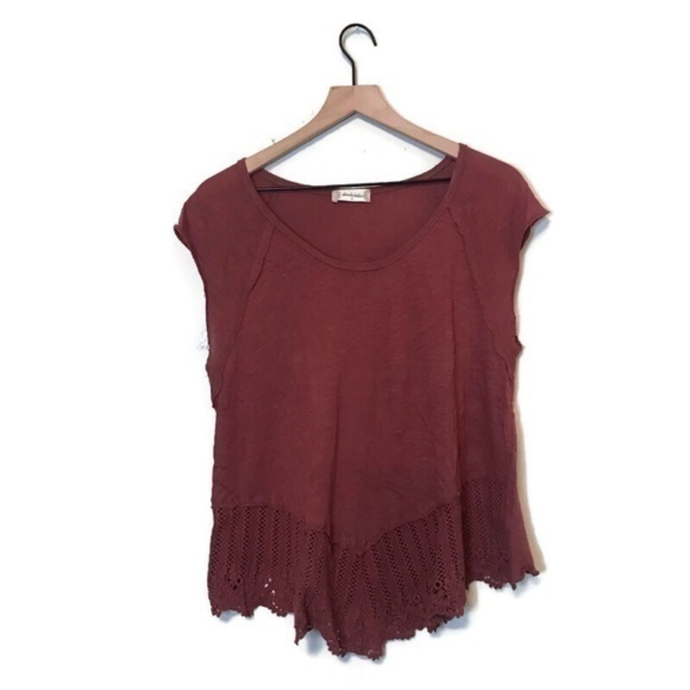 Altar’d State Burgundy Rust Taglan Cap Sleeve Scoop Beck Shirt size Small